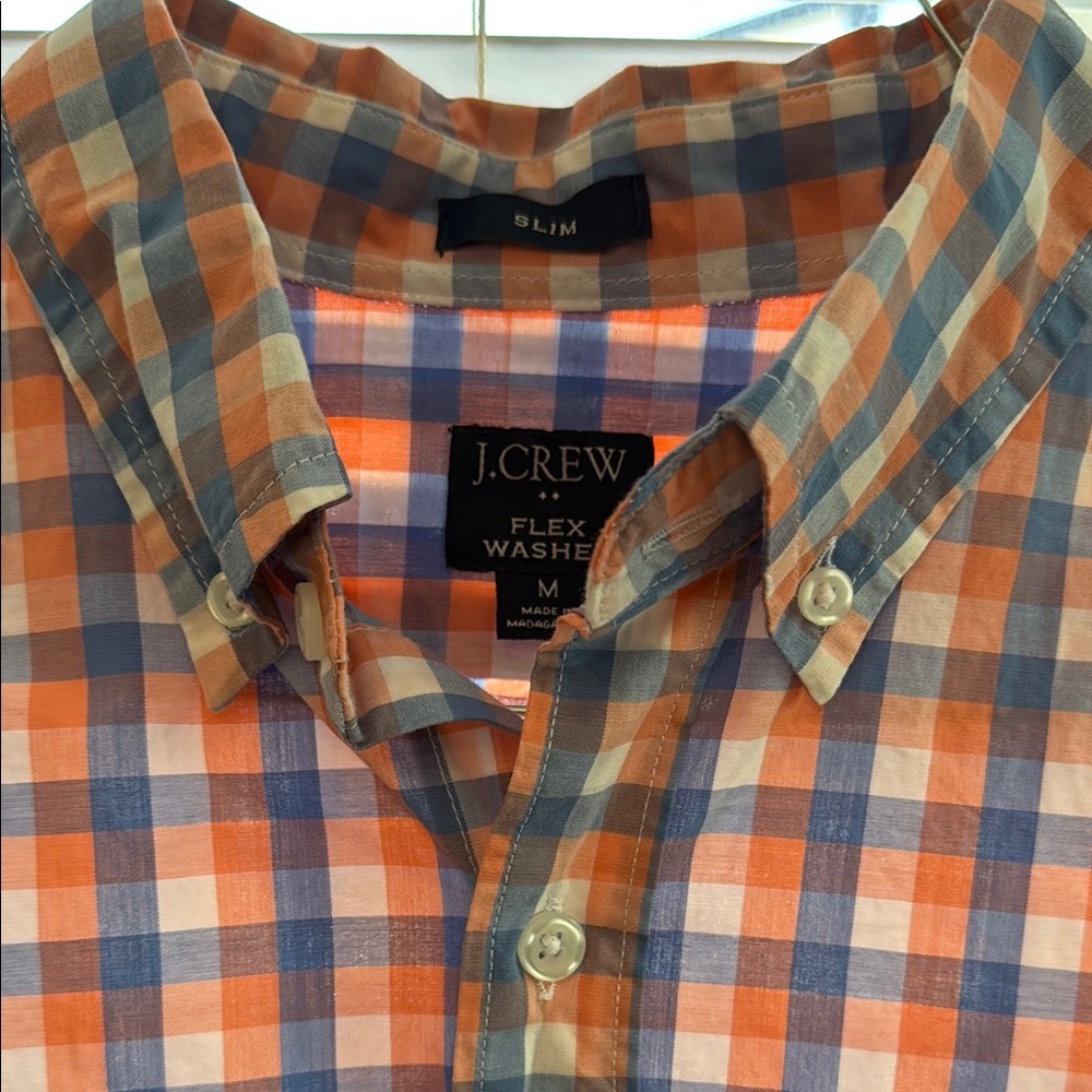 J. Crew Casual Button Down Shirt Blue and Orange Plaid